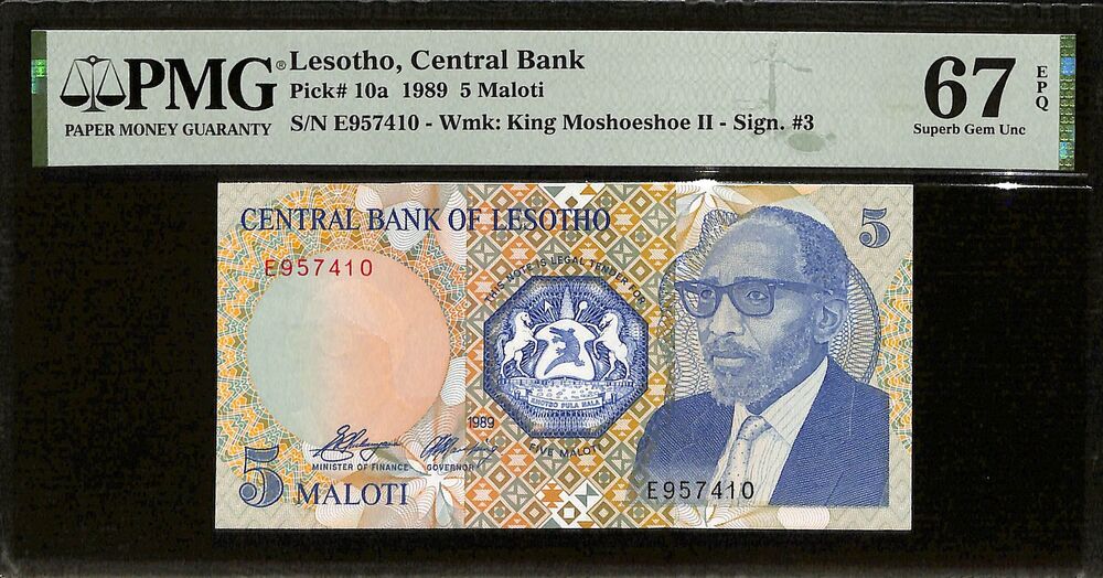 Lesotho - 5 Maloti 1989 - Pick # 10a - PMG 67 EPQ