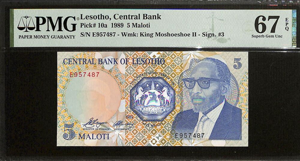 Lesotho - 5 Maloti 1989 - Pick # 10a - PMG 67 EPQ