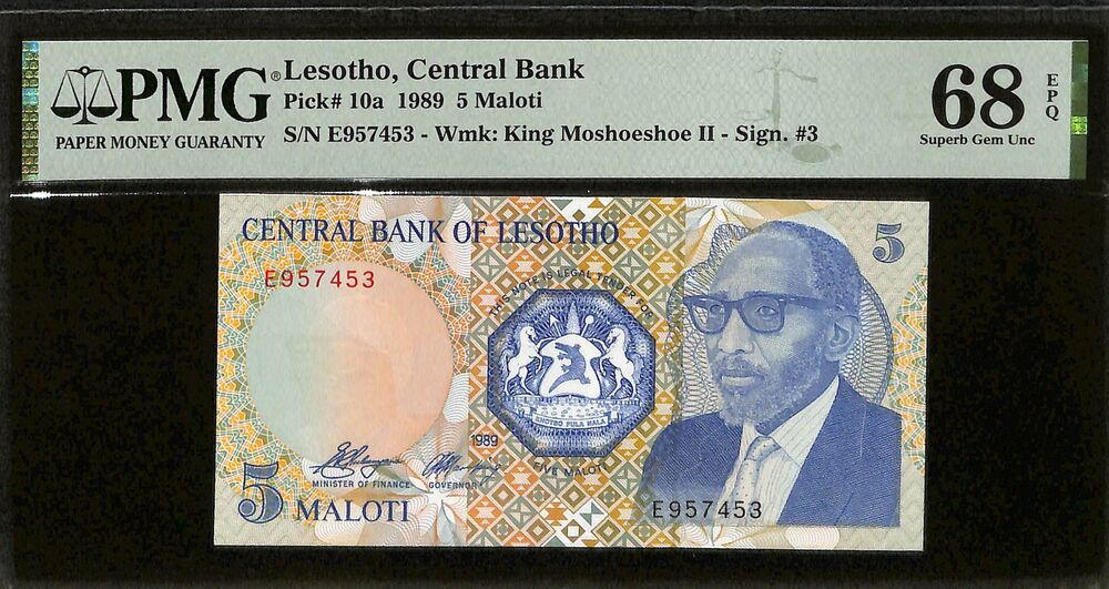 Lesotho - 5 Maloti 1989 - Pick # 10a - PMG 68 EPQ