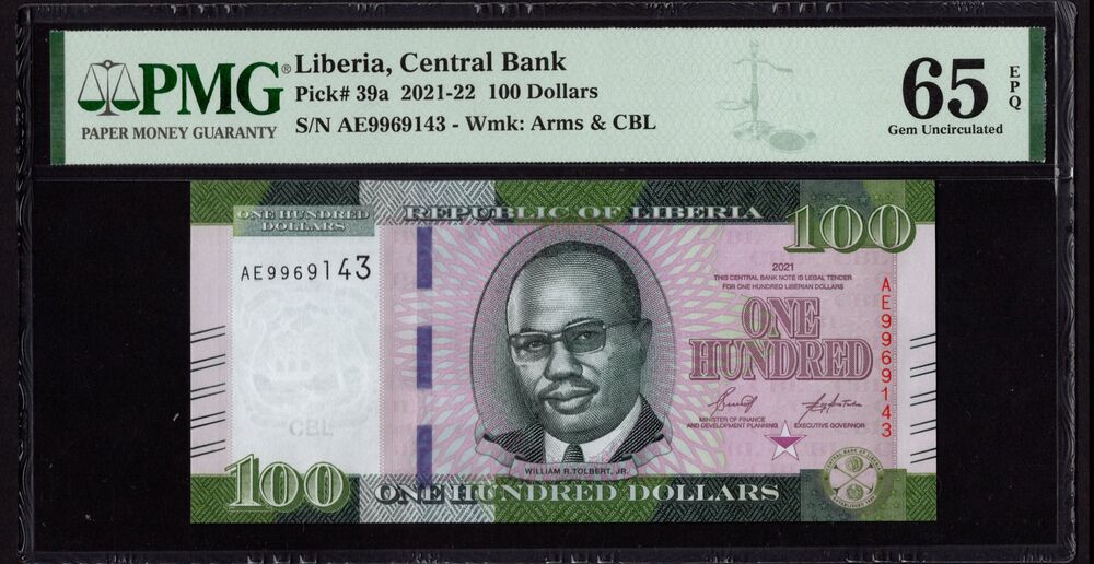 Liberia - 100 Dollars 2021-22 - Pick # 39a - PMG 65 EPQ