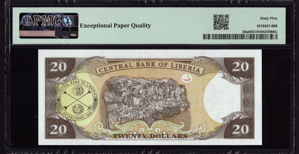 Liberia - 20 Dollars 2003 - Pick # 28a - PMG 65 EPQ
