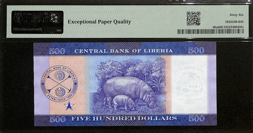 Liberia - 500 Dollars 2022 - Pick # 40a - PMG 66 EPQ