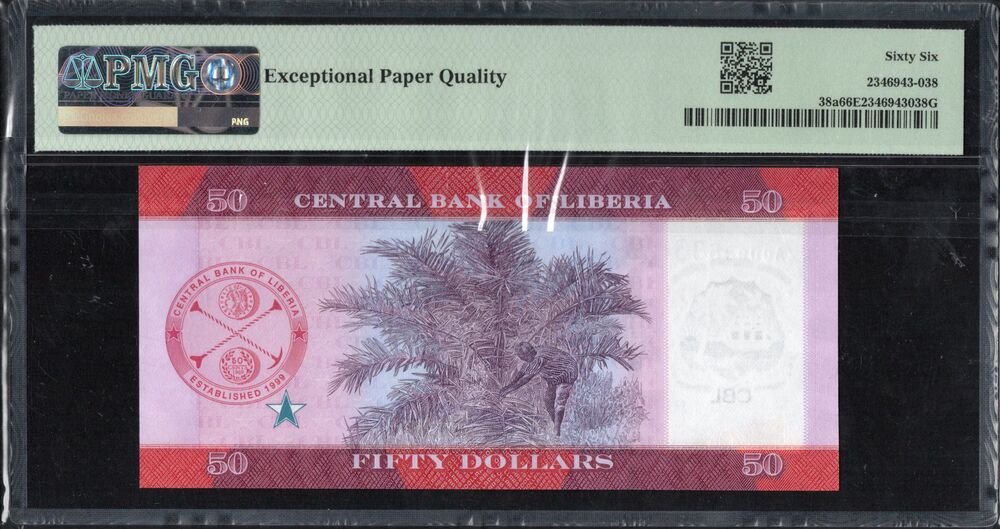 Liberia - 50 Dollars 2022 - Pick # 38a - PMG 66 EPQ