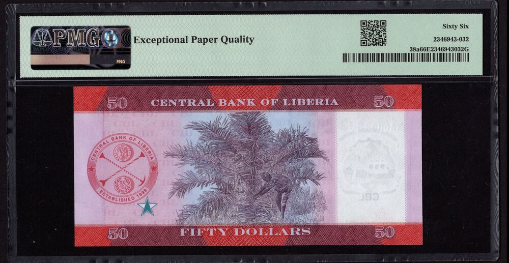 Liberia - 50 Dollars 2022 - Pick # 38a - PMG 66 EPQ