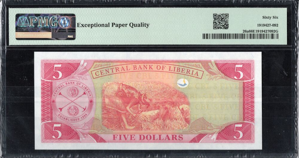Liberia - 5 Dollars 2003 - Pick # 26a - PMG 66 EPQ