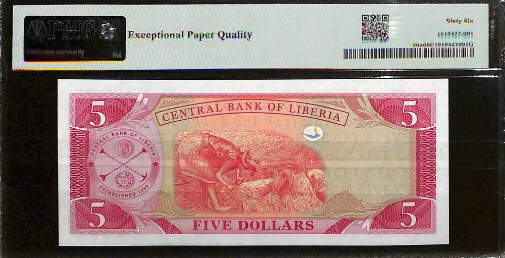 Liberia - 5 Dollars 2003 - Pick # 26a - PMG 66 EPQ