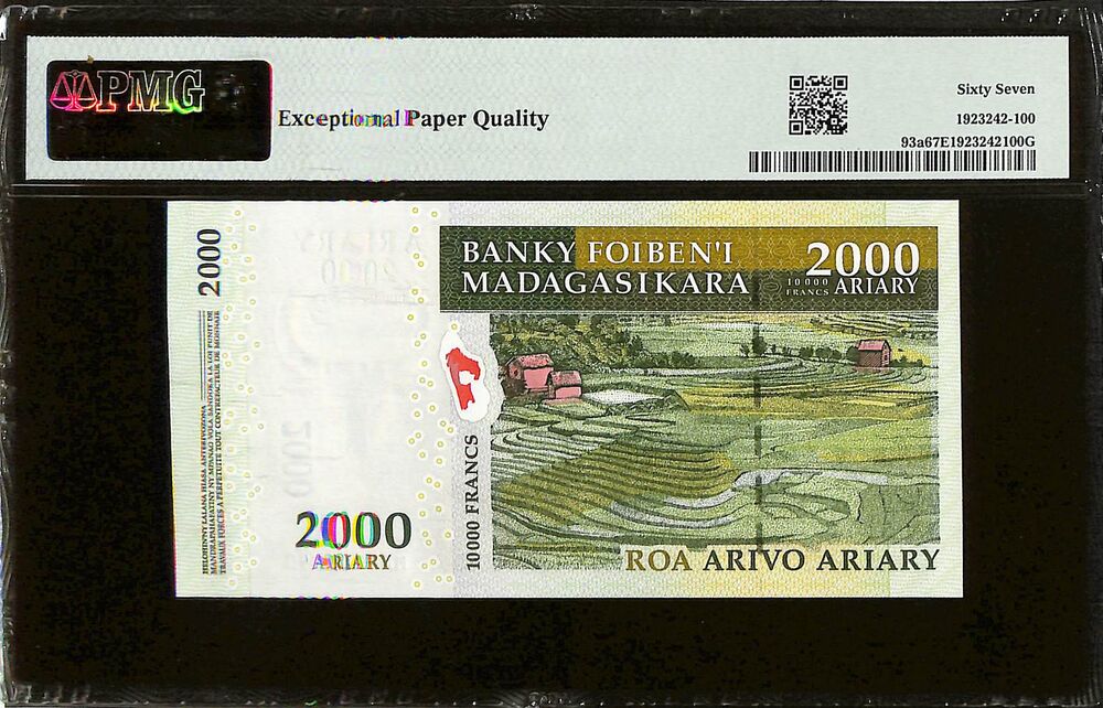 Madagascar - 2000 Ariary 2007 - Pick # 93a - COMMEMORATIVE - PMG 67 EPQ