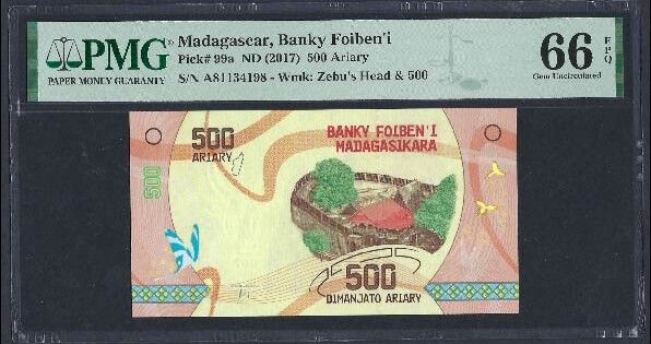 Madagascar - 500 Ariary ND (2017) - Pick # 99a - PMG 66 EPQ