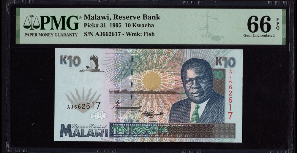 Malawi - 10 Kwacha 1995 - Pick # 31 - PMG 66 EPQ