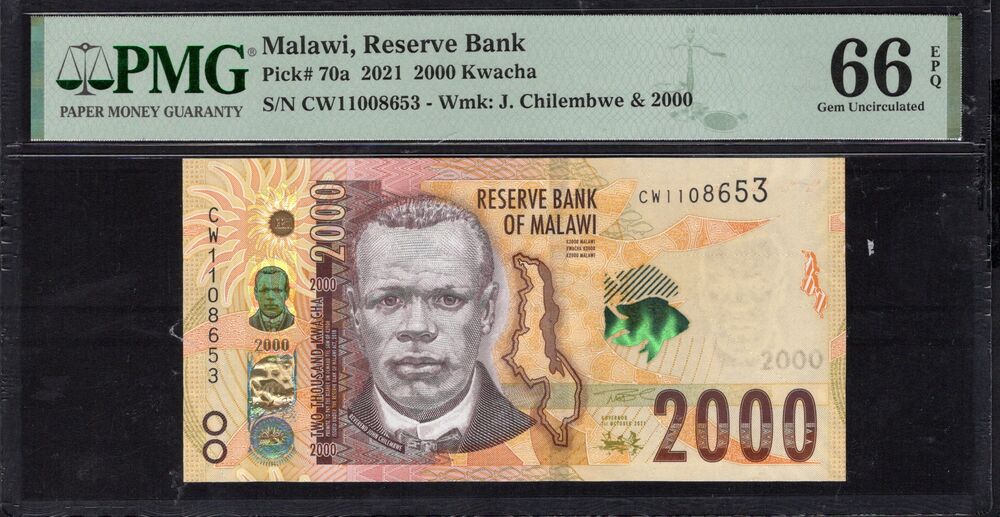 Malawi - 2000 Kwacha 2021 - Pick # 70a - PMG 66 EPQ