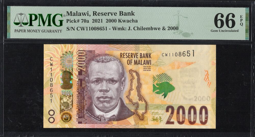 Malawi - 2000 Kwacha 2021 - Pick # 70a - PMG 66 EPQ