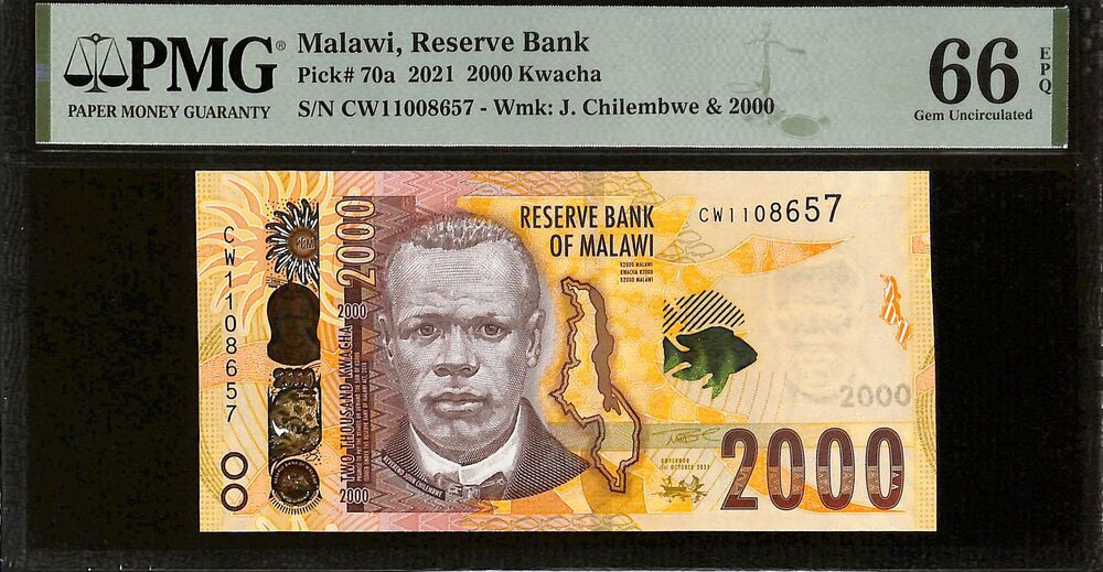 Malawi - 2000 Kwacha 2021 - Pick # 70a - PMG 66 EPQ