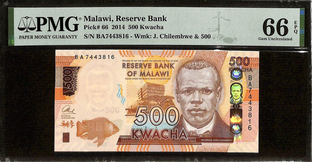 Malawi - 500 Kwacha 2014 - Pick # 66 - PMG 66 EPQ