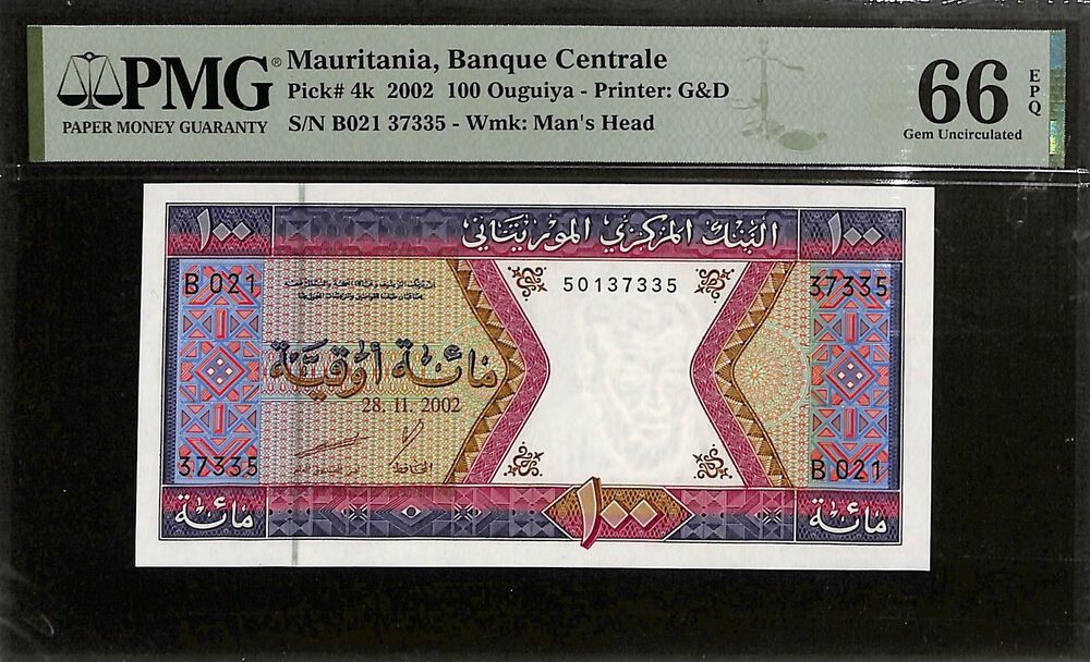 Mauritania - 100 Ouguiya 2002 - Pick # 4k - PMG 66 EPQ