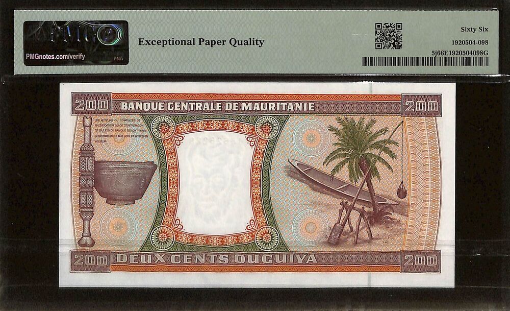 Mauritania - 200 Ouguiya 2002 - Pick # 5j - PMG 66 EPQ