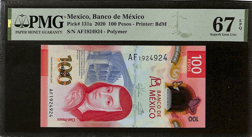 Mexico - 100 Pesos 2020 - Pick # 131a - PMG 67 EPQ