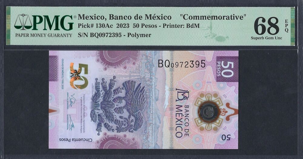 Mexico - 50 Pesos 2023 - Pick # 130Ac - COMMEMORATIVE - PMG 68 EPQ