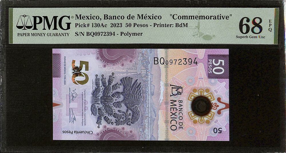 Mexico - 50 Pesos 2023 - Pick # 130Ac - PMG 68 EPQ