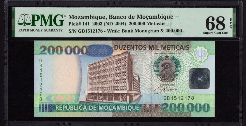 Mozambique - 200.000 Meticais 2003 (ND 2004) - Pick # 141 - PMG 68 EPQ