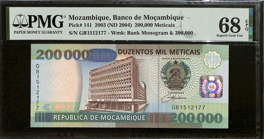 Mozambique - 200.000 Meticais 2003 (ND 2004) - Pick # 141 - PMG 68 EPQ