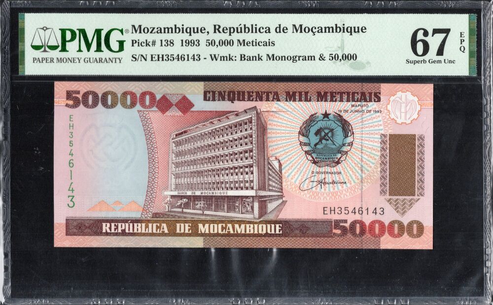 Mozambique - 50.000 Meticais 1993 - Pick # 138 - PMG 67 EPQ