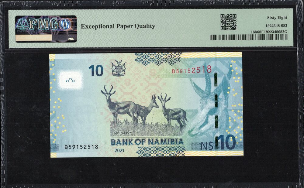 Namibia - 10 Namibia Dollars 2021 - Pick # 16b - PMG 68 EPQ