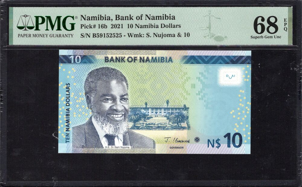 Namibia - 10 Namibia Dollars 2021 - Pick # 16b - PMG 68 EPQ