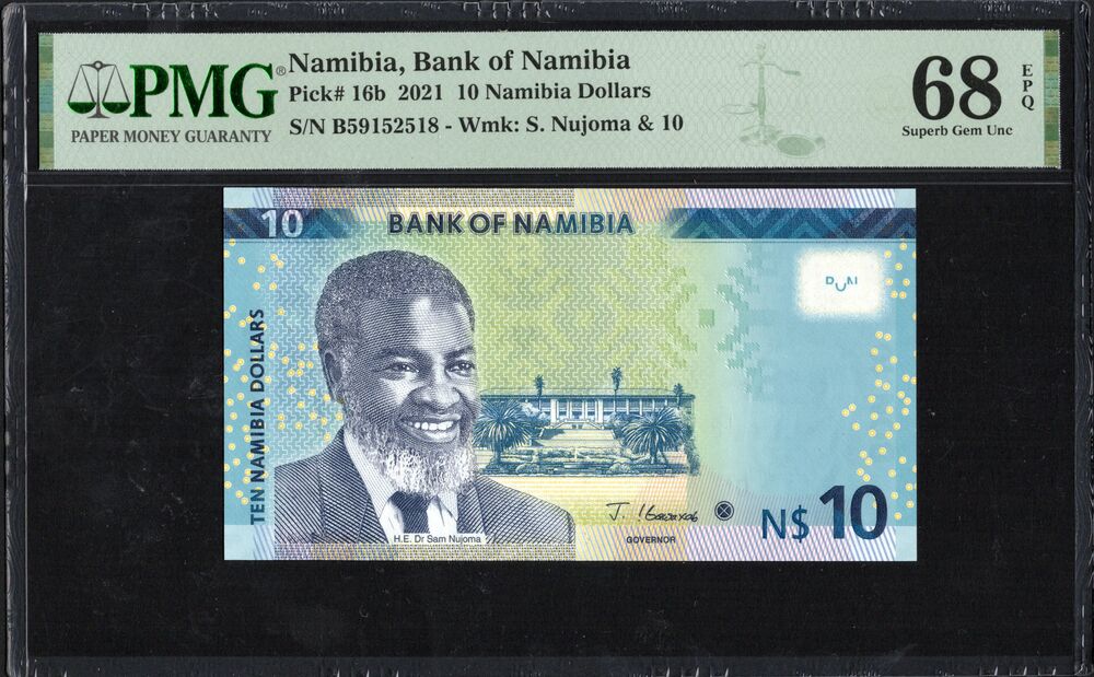 Namibia - 10 Namibia Dollars 2021 - Pick # 16b - PMG 68 EPQ