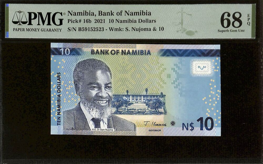 Namibia - 10 Namibia Dollars 2021 - Pick # 16b - PMG 68 EPQ