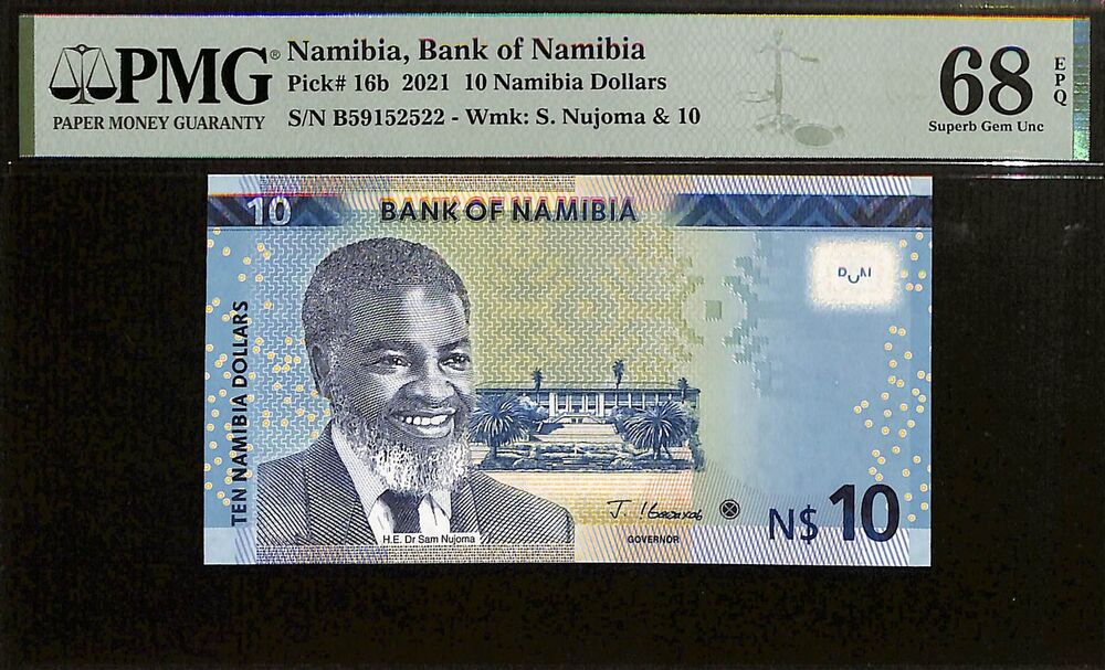 Namibia - 10 Namibia Dollars 2021 - Pick # 16b - PMG 68 EPQ