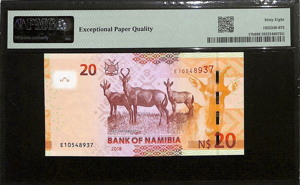 Namibia - 20 Namibia Dollars 2018 - Pick # 17b - PMG 68 EPQ