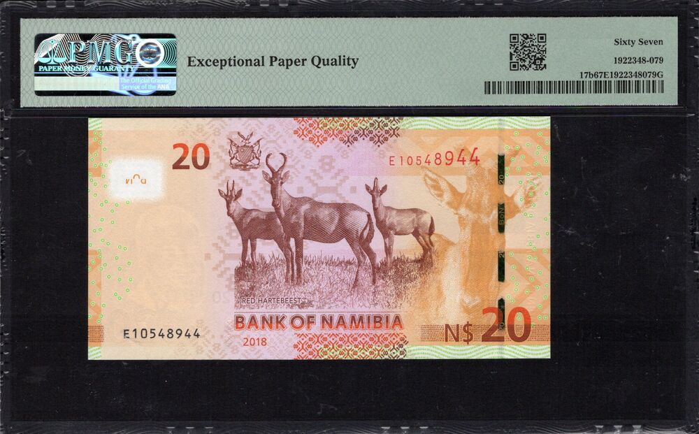 Namibia - 20 Namibia Dollars 2018 - Pick # 17b - PMG 67 EPQ