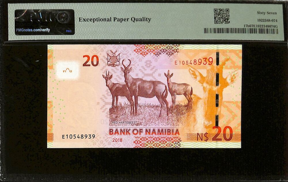 Namibia - 20 Namibia Dollars 2018 - Pick # 17b - PMG 67 EPQ