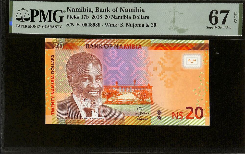 Namibia - 20 Namibia Dollars 2018 - Pick # 17b - PMG 67 EPQ