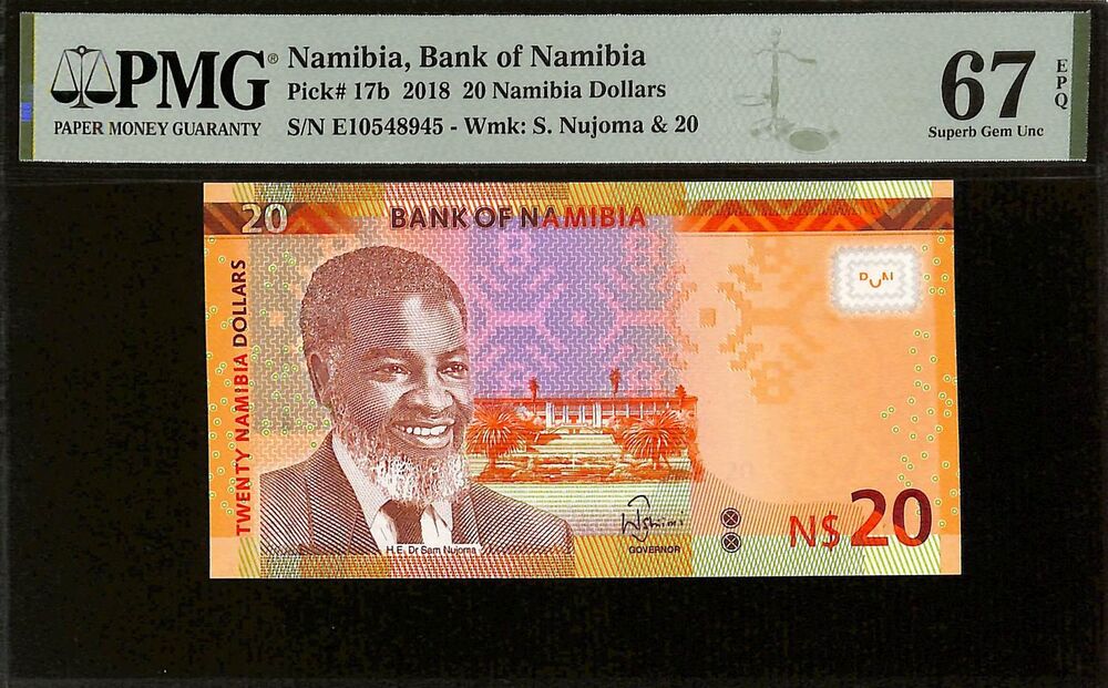Namibia - 20 Namibia Dollars 2018 - Pick # 17b - PMG 67 EPQ