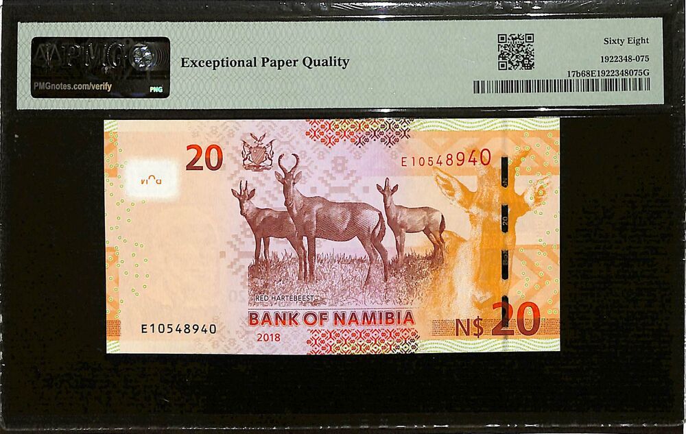 Namibia - 20 Namibia Dollars 2018 - Pick # 17b - PMG 68 EPQ