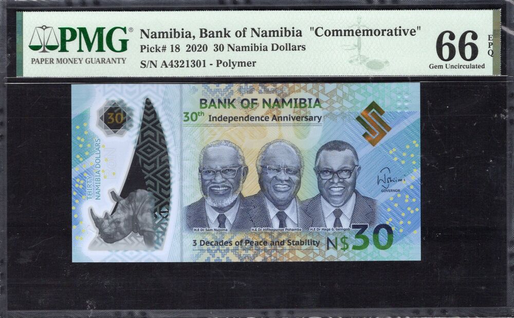 Namibia - 30 Namibia Dollars 2020 - Pick # 18 - COMEMMORATIVE - PMG 66 EPQ