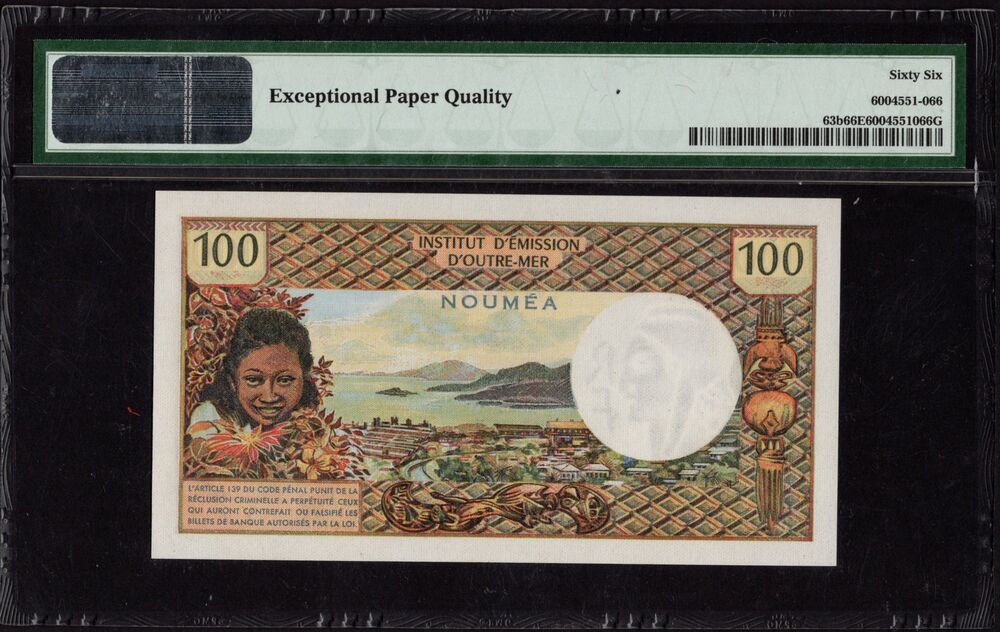 New Caledonia - 1000 Francs ND (1973) - Pick # 63b - PMG 66 EPQ