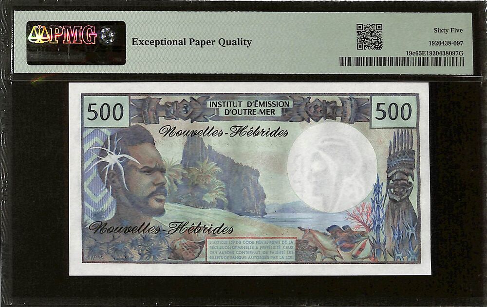 New Hebrides - 500 Francs ND (1979) - Pick # 19c - PMG 65 EPQ