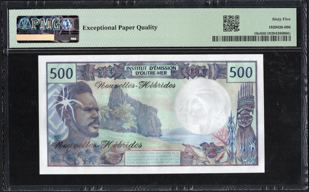 New Hebrides - 500 Francs ND (1979) - Pick # 19c - PMG 65 EPQ