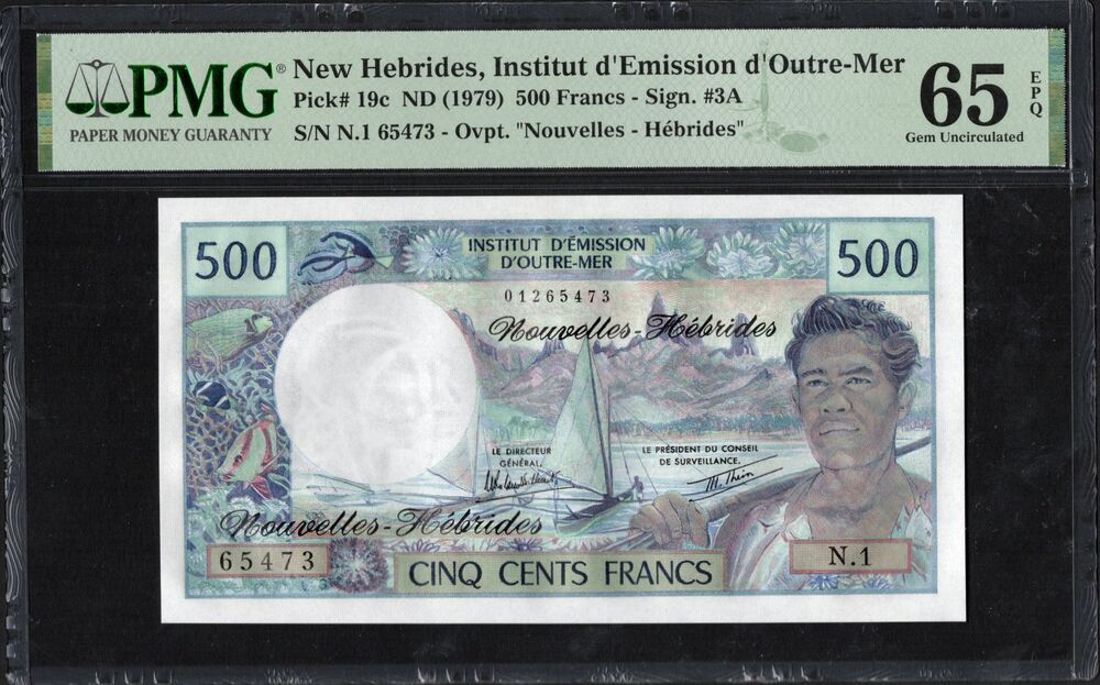 New Hebrides - 500 Francs ND (1979) - Pick # 19c - PMG 65 EPQ