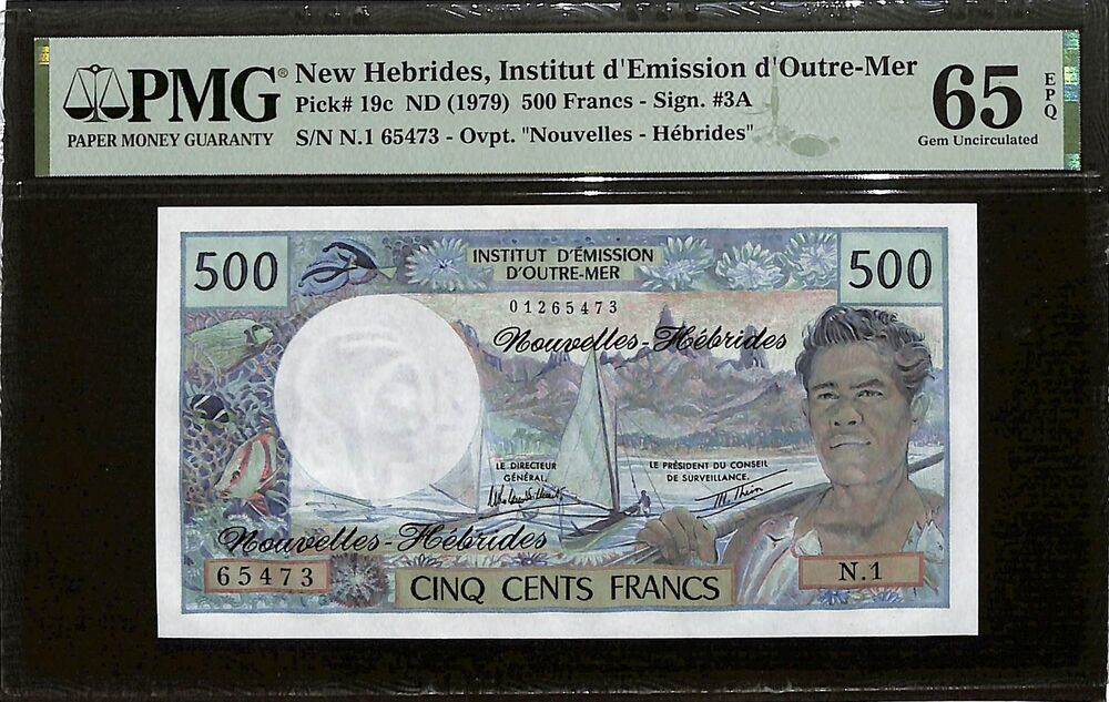 New Hebrides - 500 Francs ND (1979) - Pick # 19c - PMG 65 EPQ