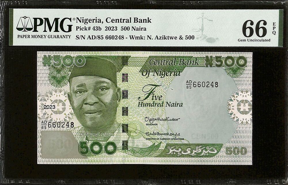 Nigeria - 500 Naira 2023 - Pick # 43b - PMG 66 EPQ