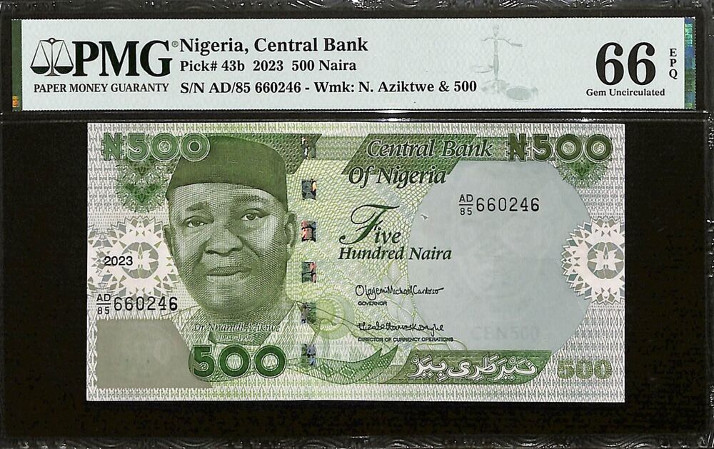 Nigeria - 500 Naira 2023 - Pick # 43b - PMG 66 EPQ