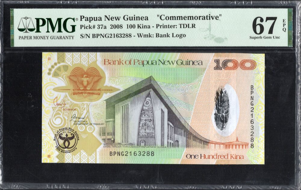 Papua New Guinea - 100 Kina 2008 - Pick # 37a - COMMEMORATIVE - PMG 67 EPQ