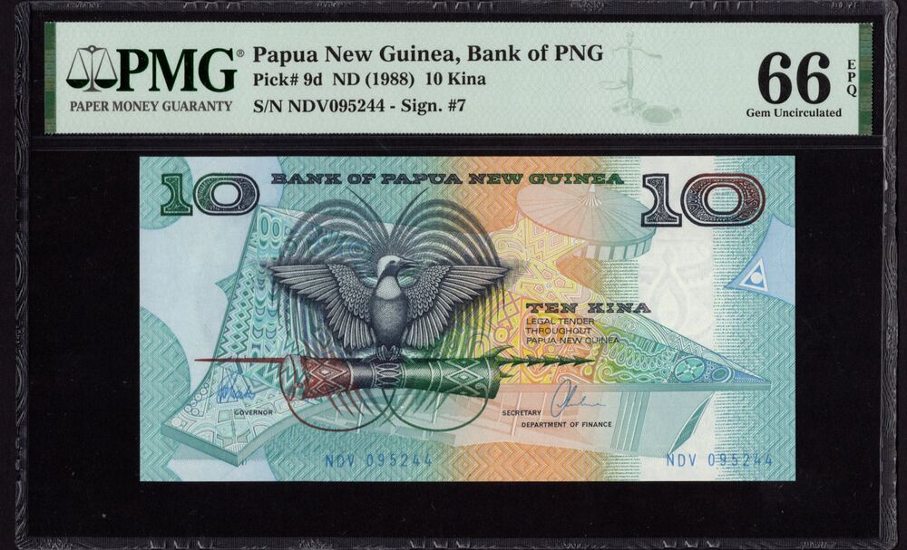 Papua New Guinea - 10 Kina ND (1988) - Pick # 9d - PMG 66 EPQ
