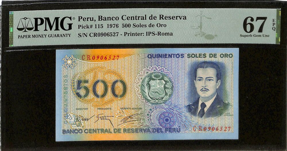 Peru - 500 Soles De Oro 1976 - Pick # 115 - PMG 67 EPQ
