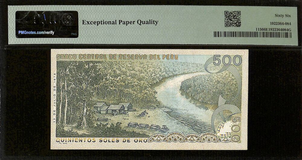 Peru - 500 Soles de Oro 1976 - Pick # 115 - PMG 66 EPQ