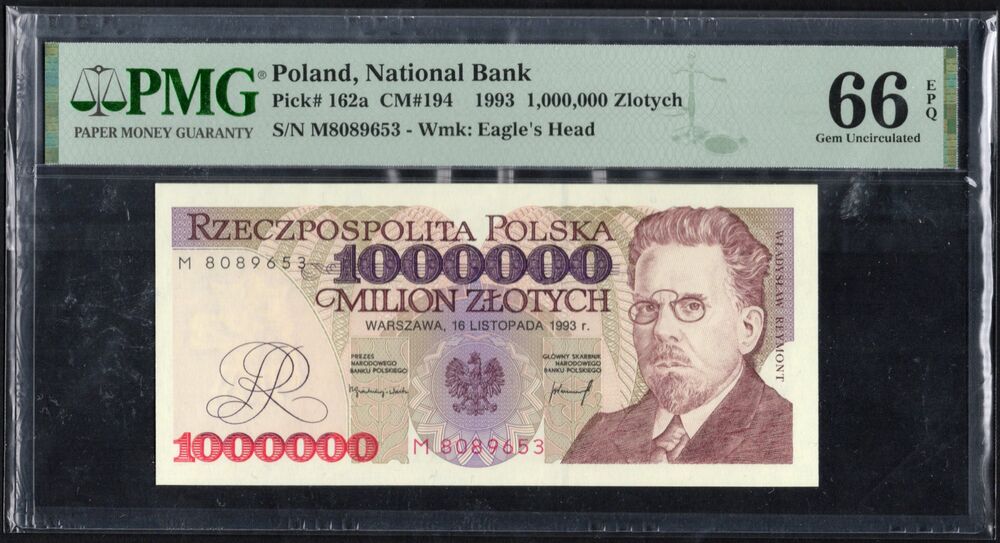 Poland - 1.000.000 Zlotych 1993 - Pick # 162a - PMG 66 EPQ