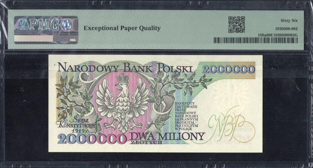 Poland - 2.000.000 Zlotych 1992 - Pick # 158a - PMG 66 EPQ